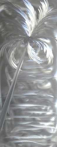 Silver Coconut Palm Tree Handcrafted Aluminum Wall Art