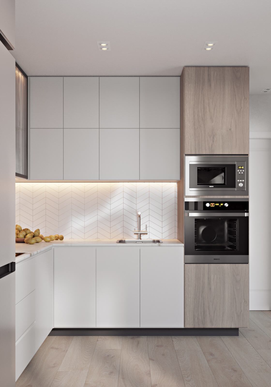 Дизайн проект кухни-гостиной ЖК Лазурный г. Воронеж