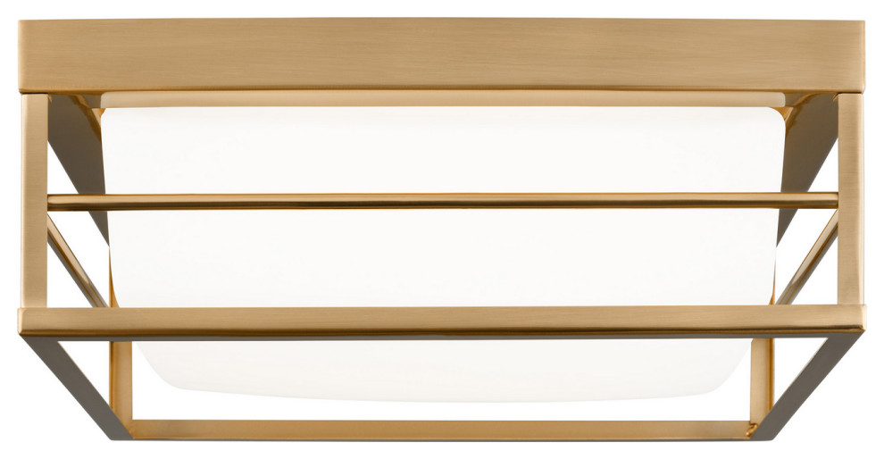 Dearborn LED Flush Mount, Satin Brass Contemporary Flushmount Ceiling Lighting by The