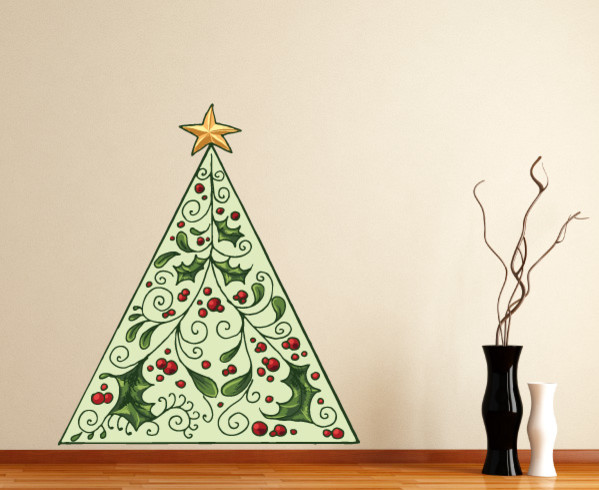Christmas Tree Vinyl Wall Decal ChristmasTreeUScolor006; 23 in.