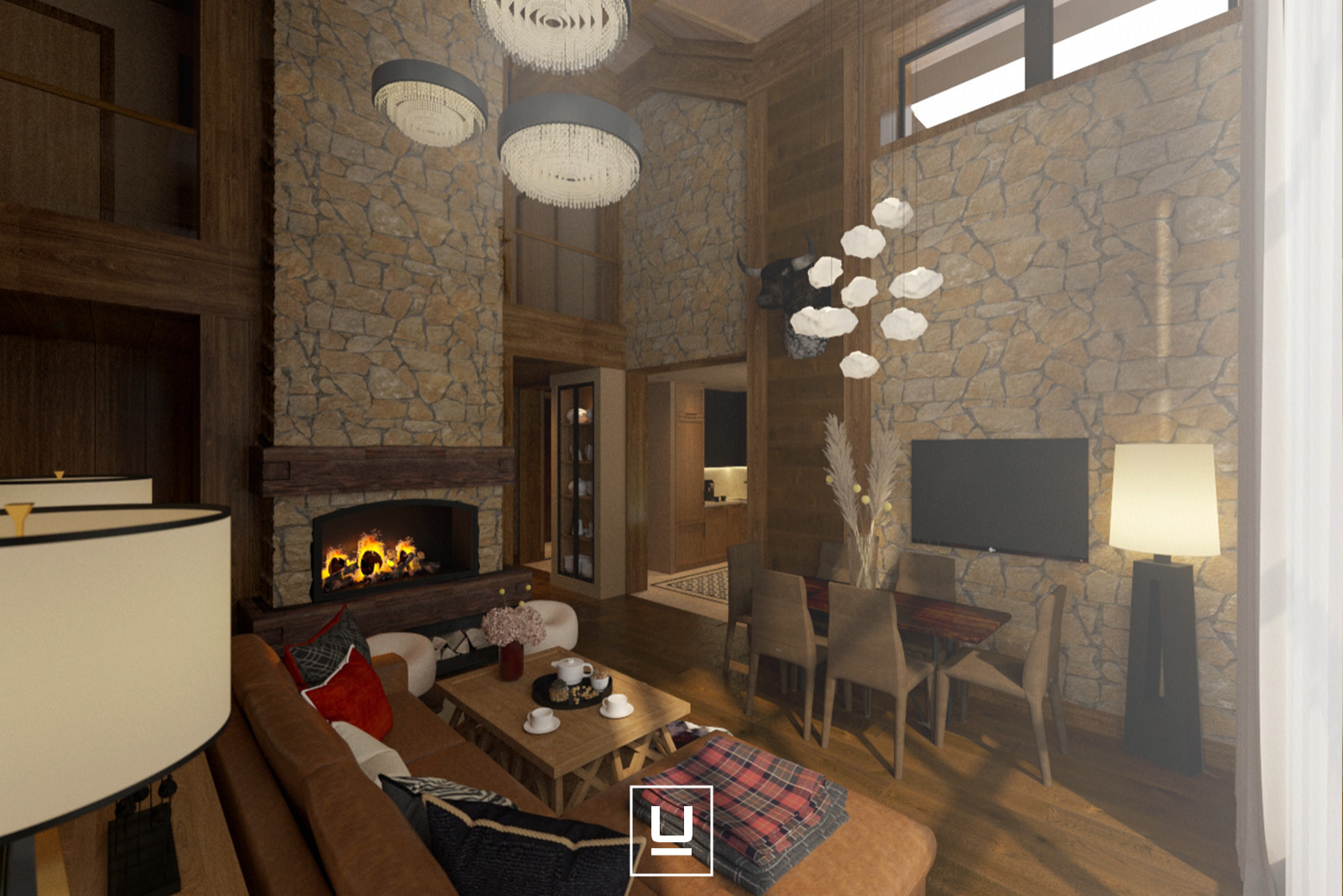 ДОМ В СТИЛЕ ШАЛЕ (91,4 КВ.М - ГОСТИНАЯ, КУХНЯ, ЛЕСТНИЦА)