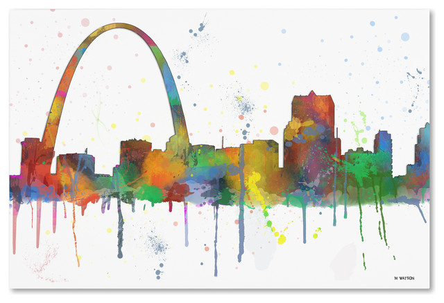 Marlene Watson 'Gateway Arch St Louis Skyline Mclr-1' Canvas Art, 12"x19"