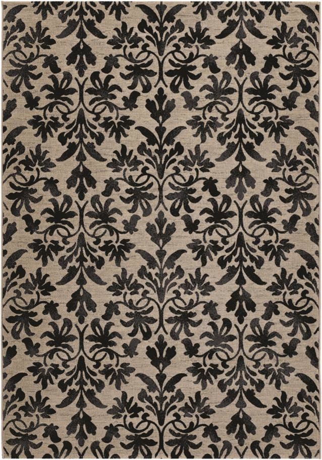 Couristan Everest Retro Damask Rug, Gray and Black, 5'3"x7'6"
