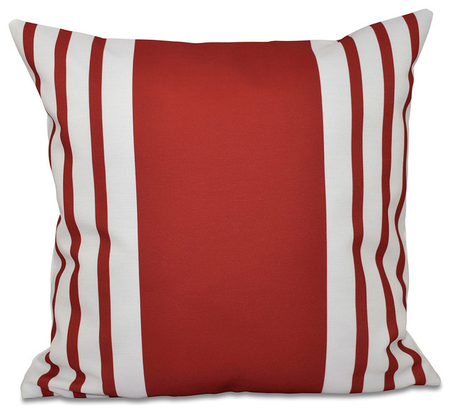 Big And Bold Stripe, Decorative Pillow, Red, 18"x18"
