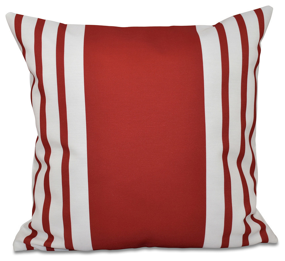 Big And Bold Stripe, Decorative Pillow, Red, 18"x18"