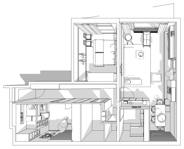 Appartment in der Schweiz - Grundriss 3D