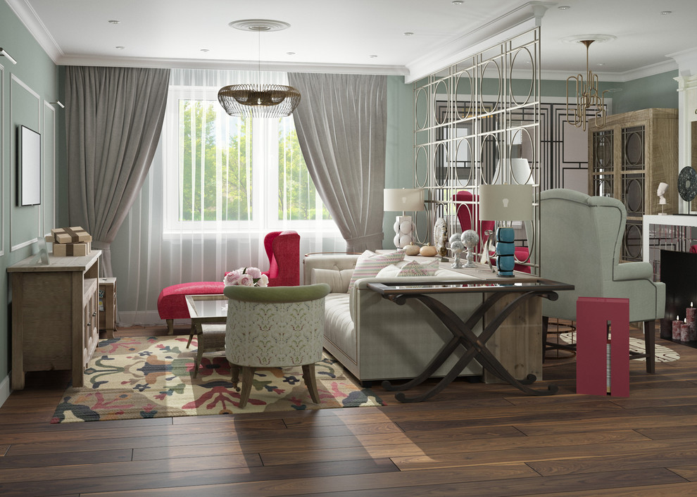 "Игра в классики" интерьер загородного дома. Гостиная, ТВ зона.