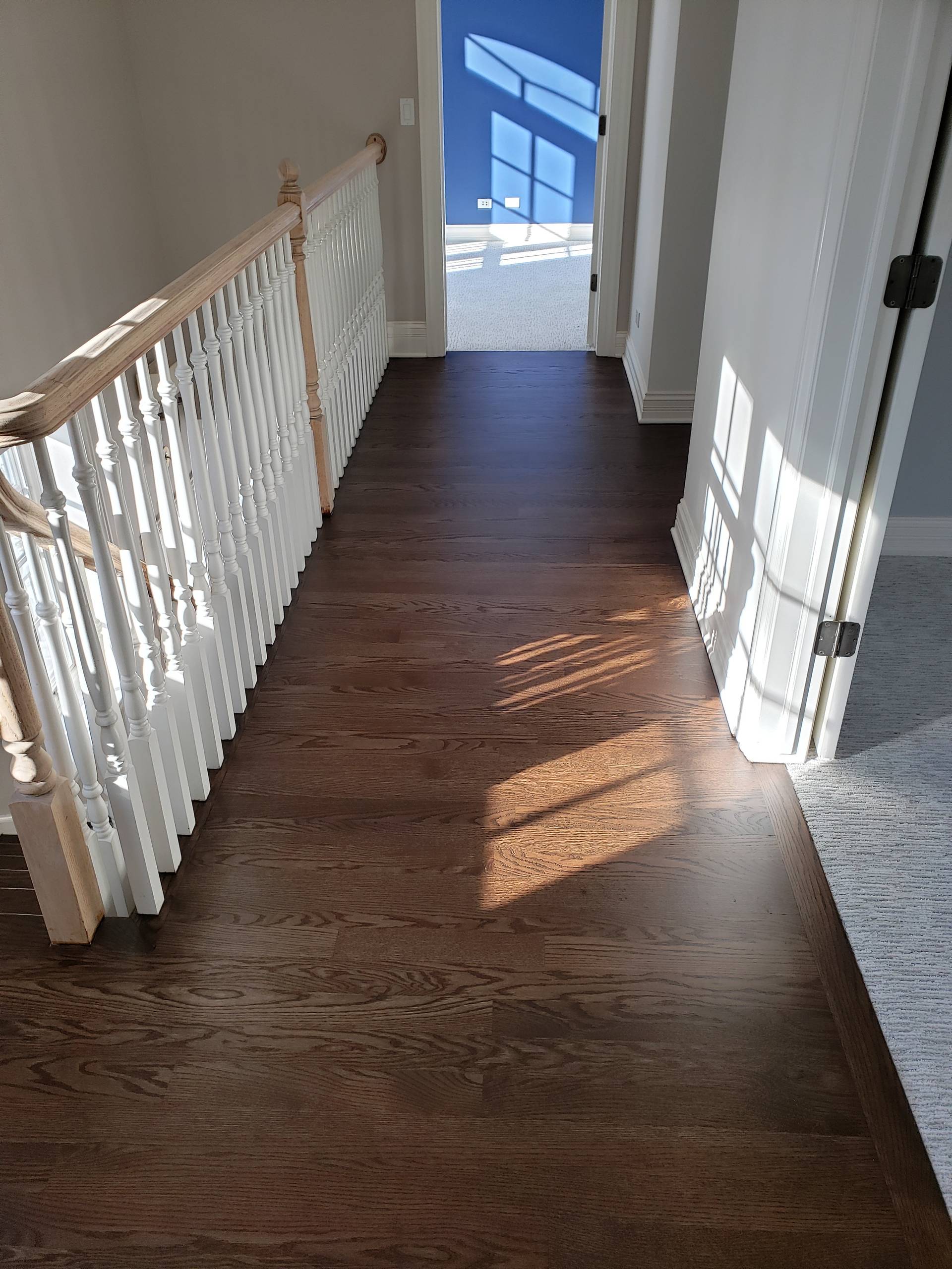 2 and 1/4 red oak select and better , Jacobean stain and 3 coats of Bona finish