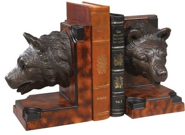 Bookends Bookend MOUNTAIN Lodge Bear Head Resin Hand-Cast