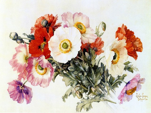 Tile Mural Still Life Of Colorful Flowers Bouquet Of Poppies, 6