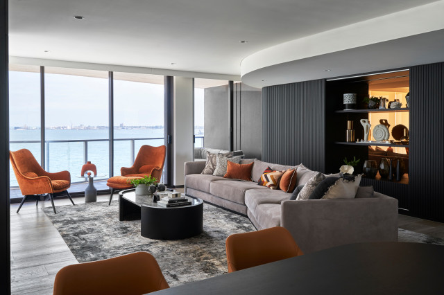 Port Melbourne Residence contemporary-vardagsrum