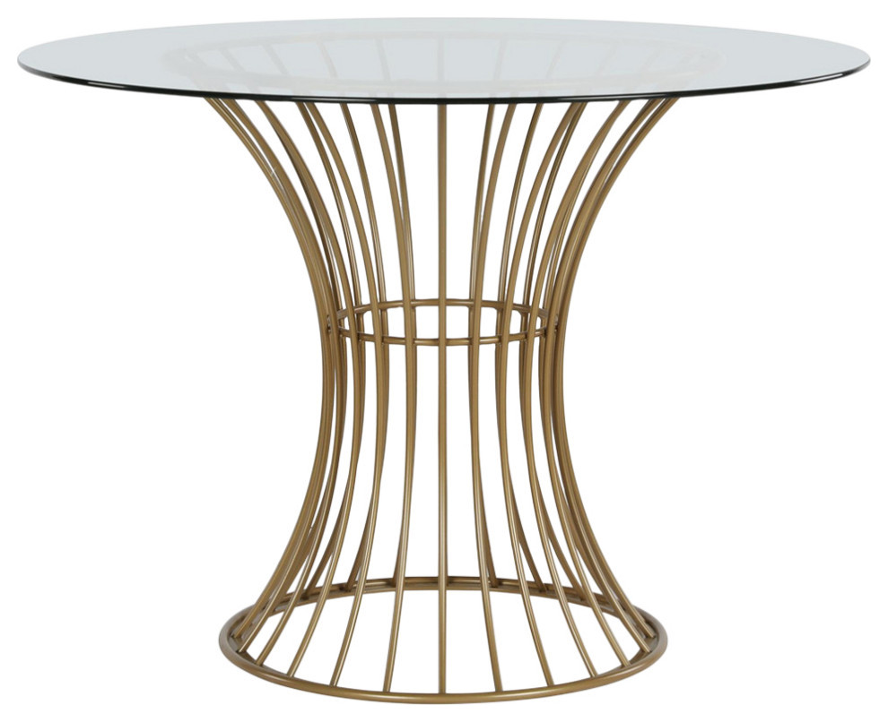 Cosmoliving Westwood Glass Top Dining Table Tempered Glass With Soft Brass Contemporary 