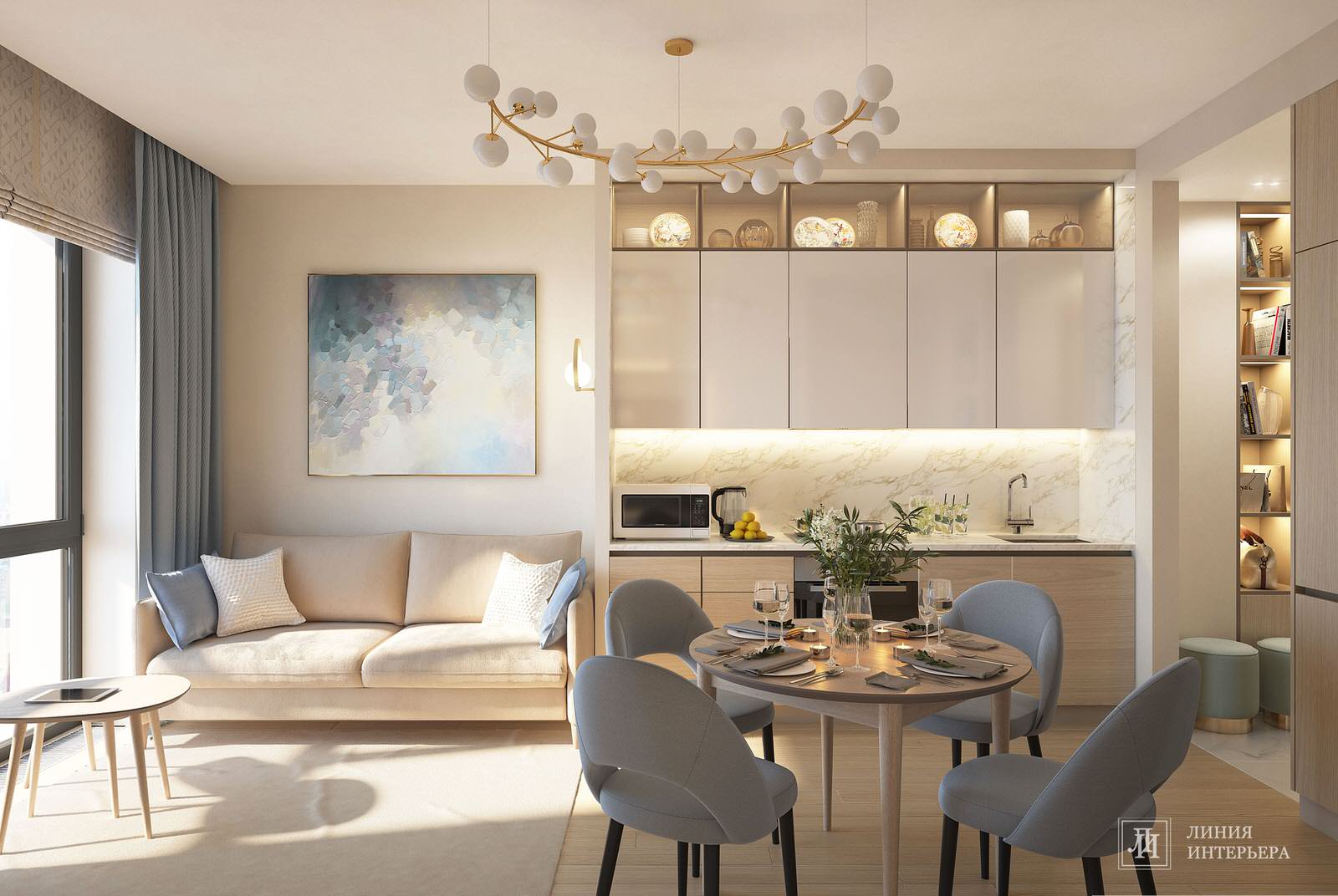 Современный интерьер однокомнатной квартиры