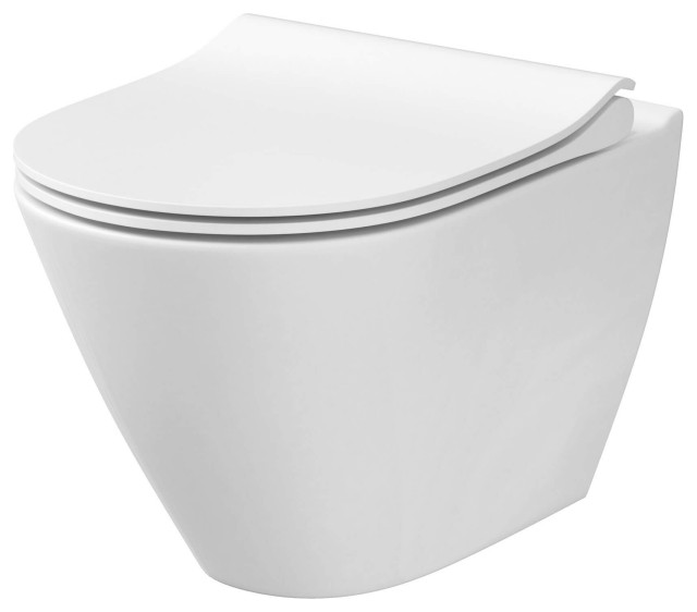 Fine Fixtures Supreme Wall Hung Toilet Bowl, 20" Contemporary