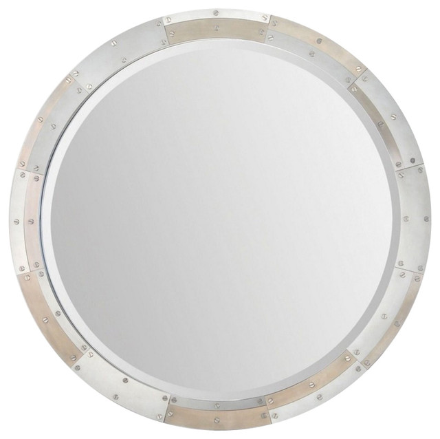 Armstrong 32 Medium Round Framed Mirror Satniss Steel
