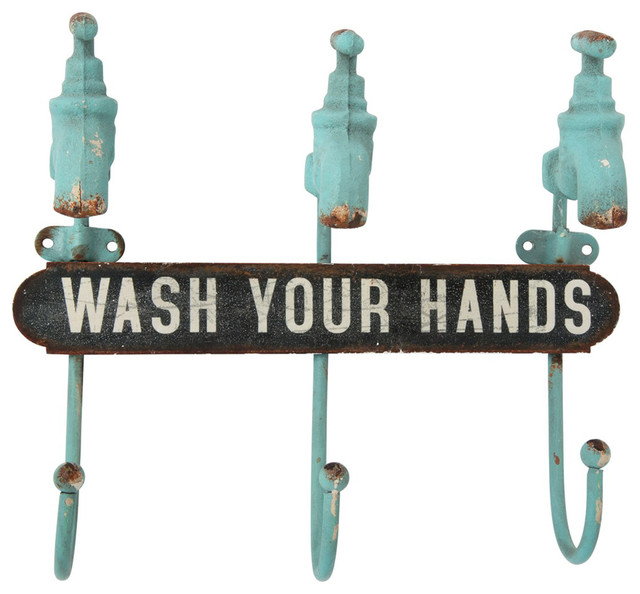 Taps Cast Iron Wall Mounted Wash Your Hands 3-Towel Hook