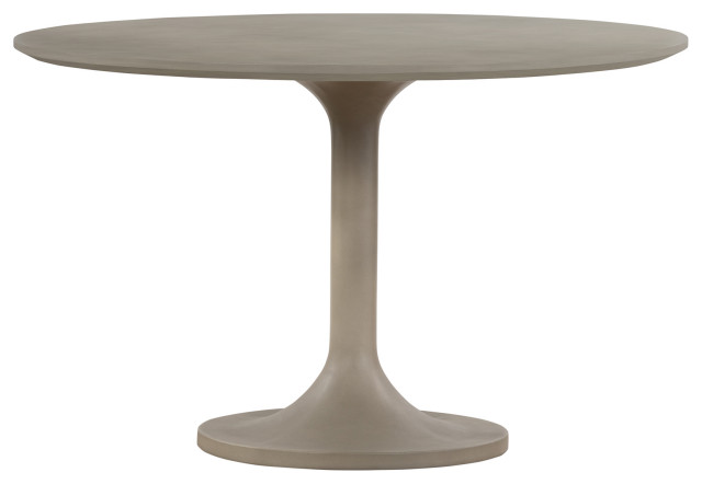 Armen Living Pippa Tulip Style Stone & Metal Dining Table in Gray