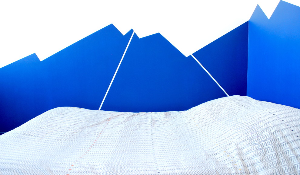 Fresque murale géométrique, tête de lit.