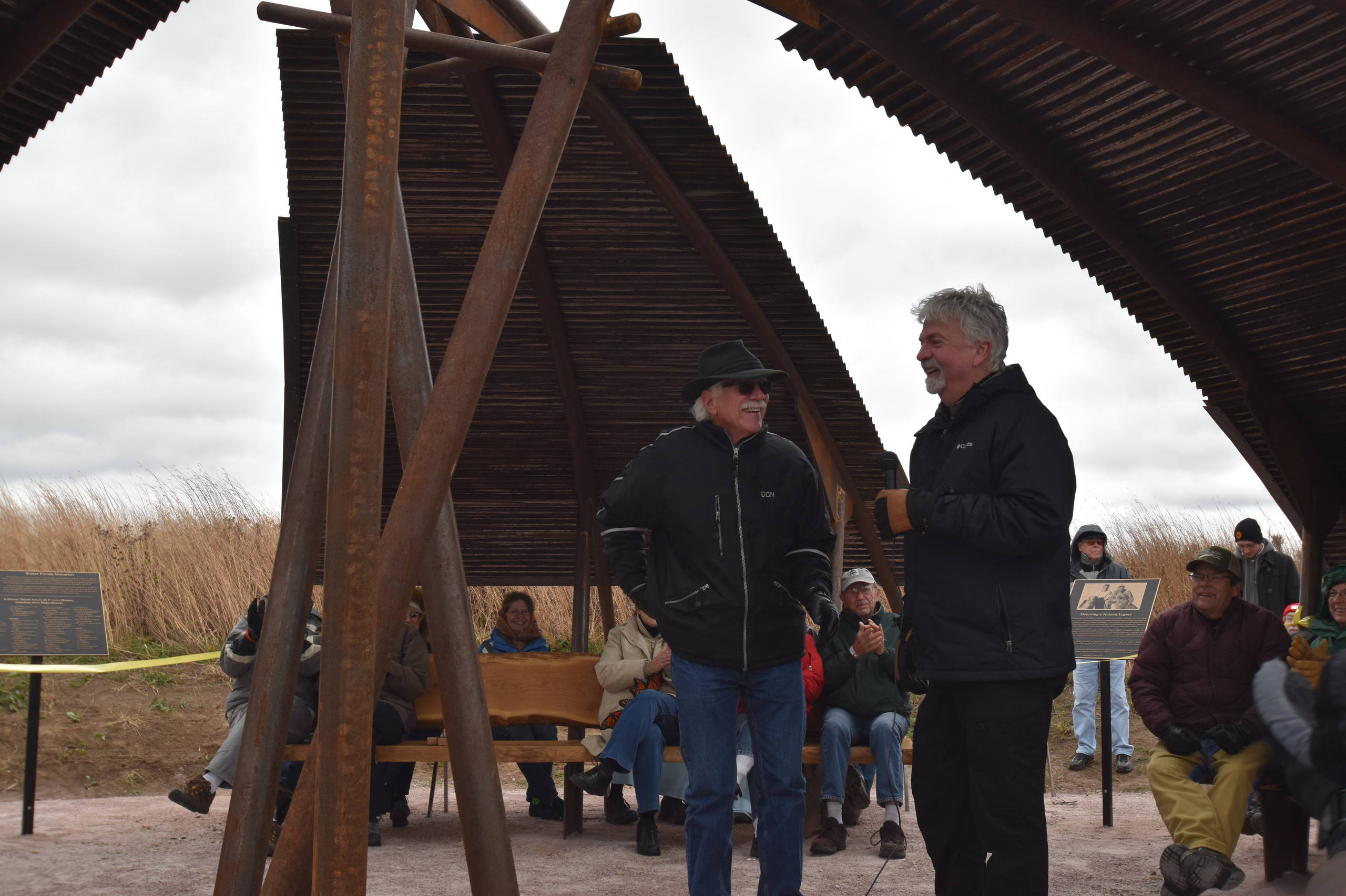 Dedication Don Schmidt left (metals artist/bldr) Jim Gempeler right (architect)