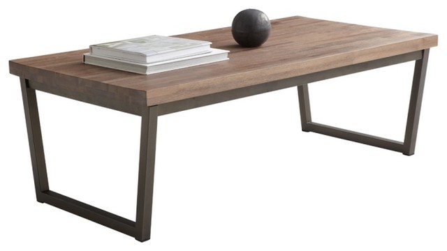 Coffee Table Distress Walnut With Metal Base Modern Coffee Table Distress Walnut With Metal Base