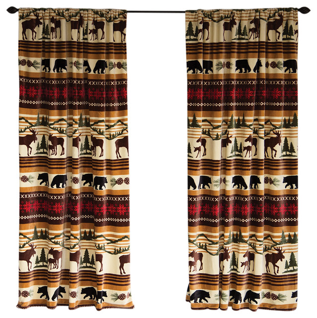 Hinterland Rustic Cabin Curtain panels, Set of 2 - Rustic - Curtains - by  Carstens | Houzz