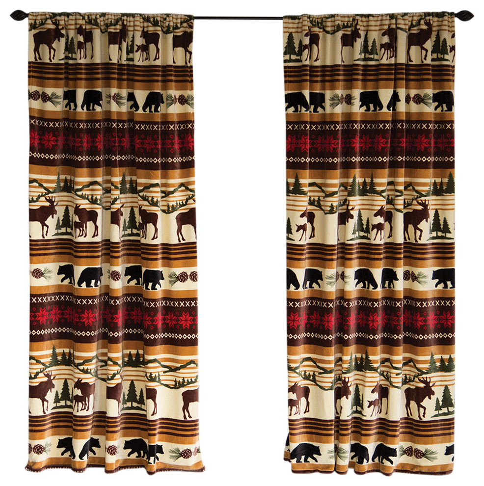 Hinterland Rustic Cabin Curtain panels, Set of 2 Rustic Curtains