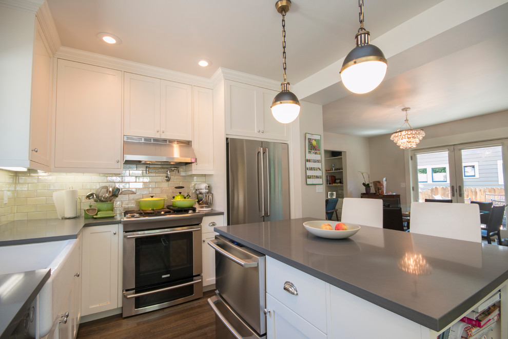 Example of a transitional kitchen design in Boise