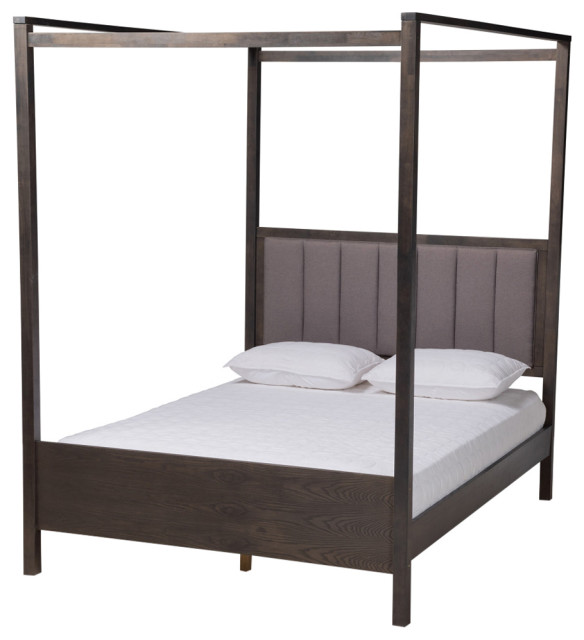 Inglott Modern Farmhouse Canopy Bed, Queen Transitional Canopy Beds