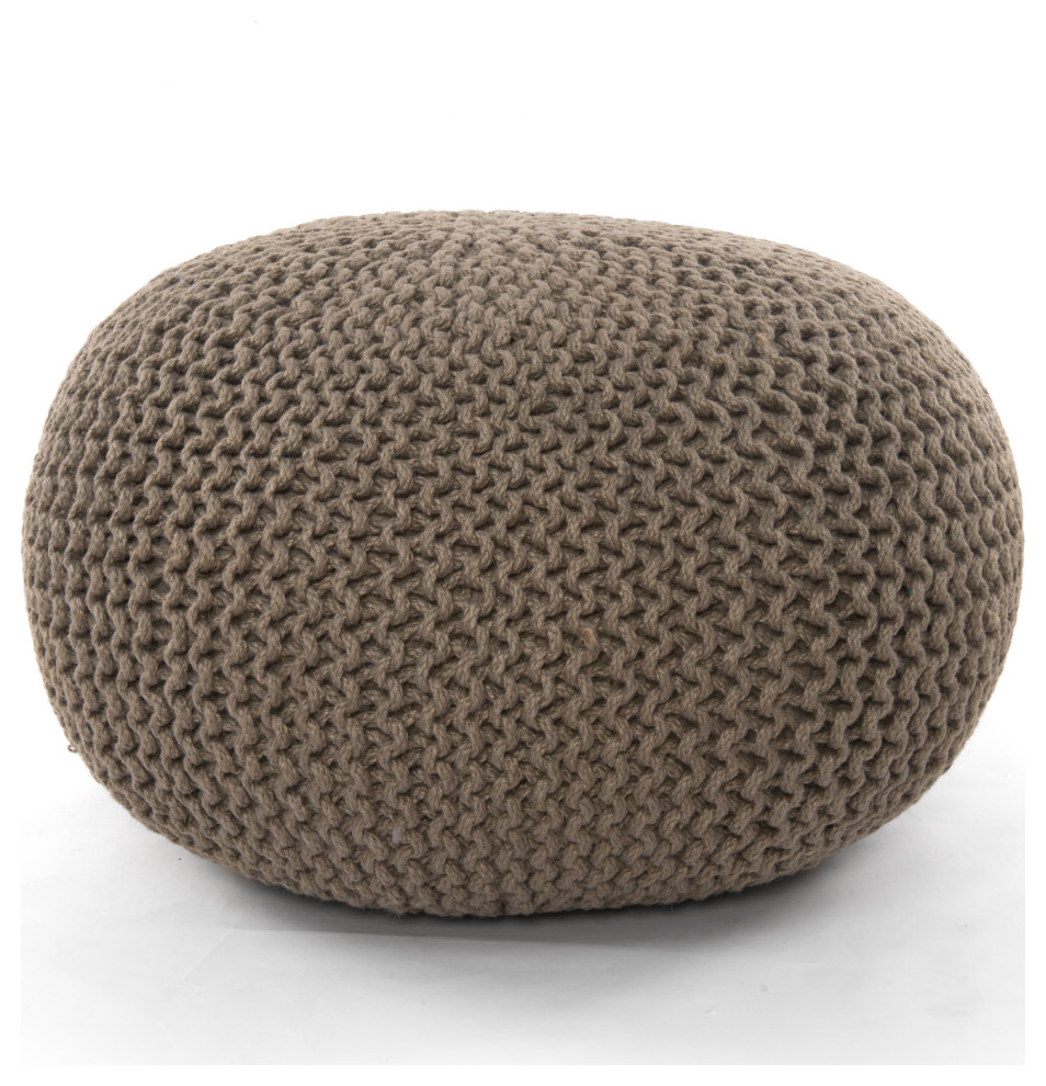 Jute Knit Pouf Clay Scandinavian Floor Pillows And Poufs by The