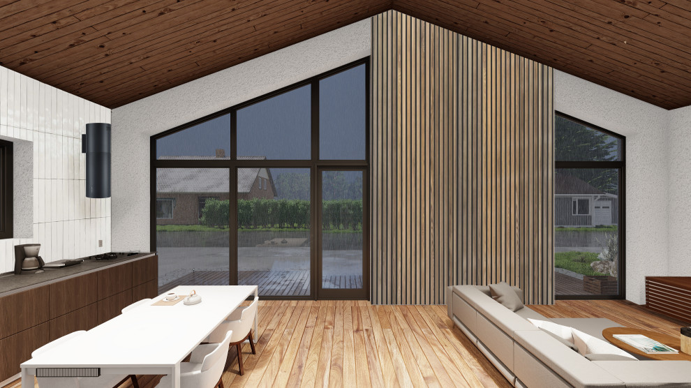 Одноэтажный дом с кухней-гостиной, вторым светом, кабинетом и двумя спальнями