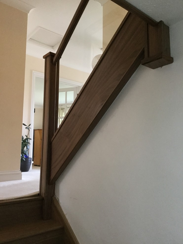 Walnut Staircase and Refurbishment with Glass