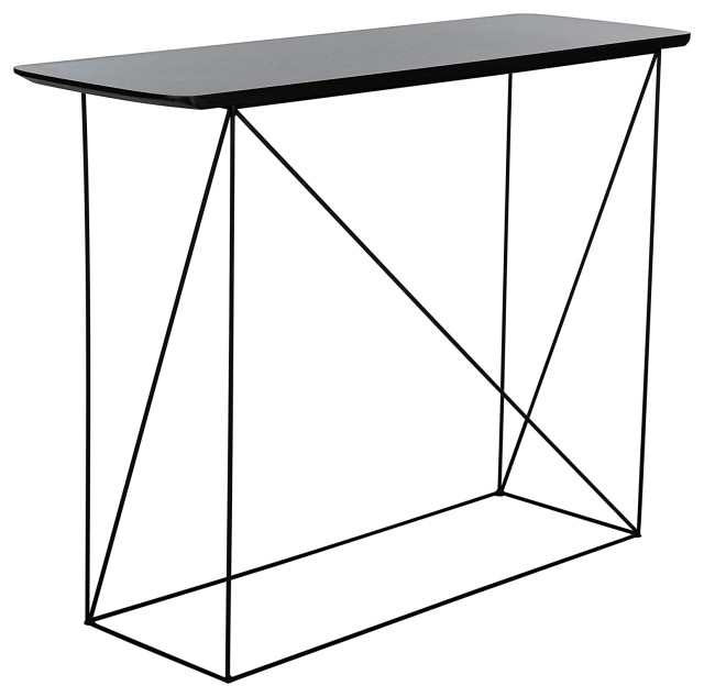 Sleek Console Table, Geometric Design With Black Finished Base ...