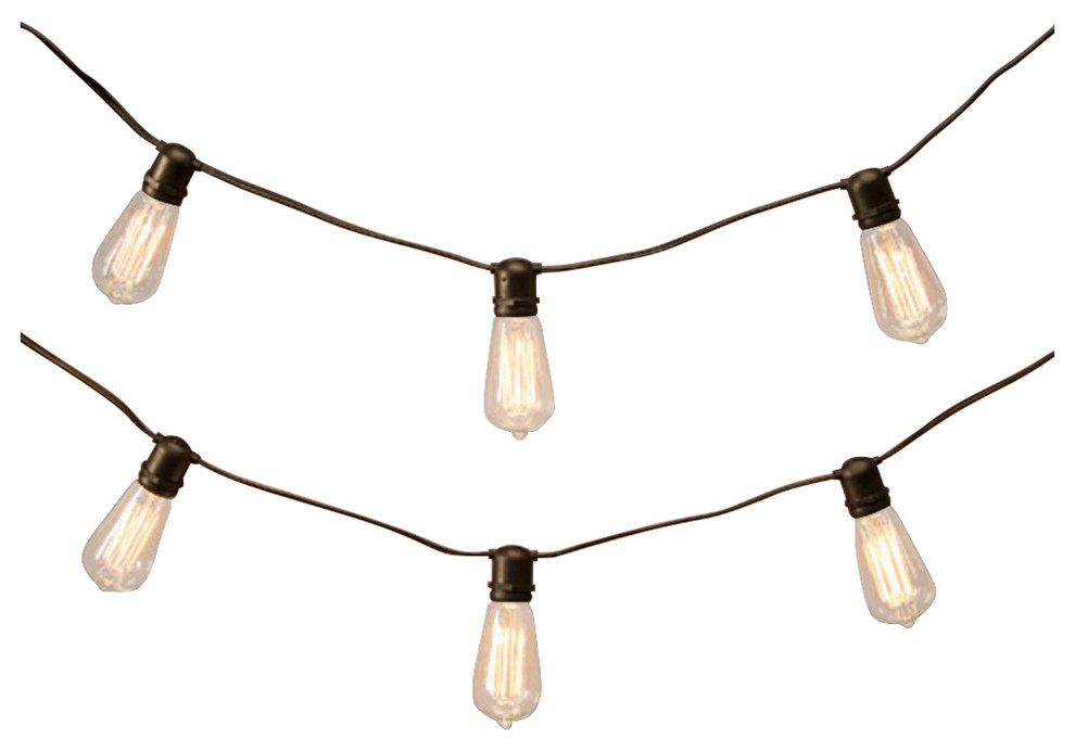 12' Cleveland Vintage Lighting 10Edison Light Bulb Socket Cord Set, Black Wire Industrial