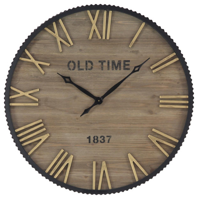 Farmhouse Brown Wood Wall Clock 95288 Farmhouse Wall Clocks by