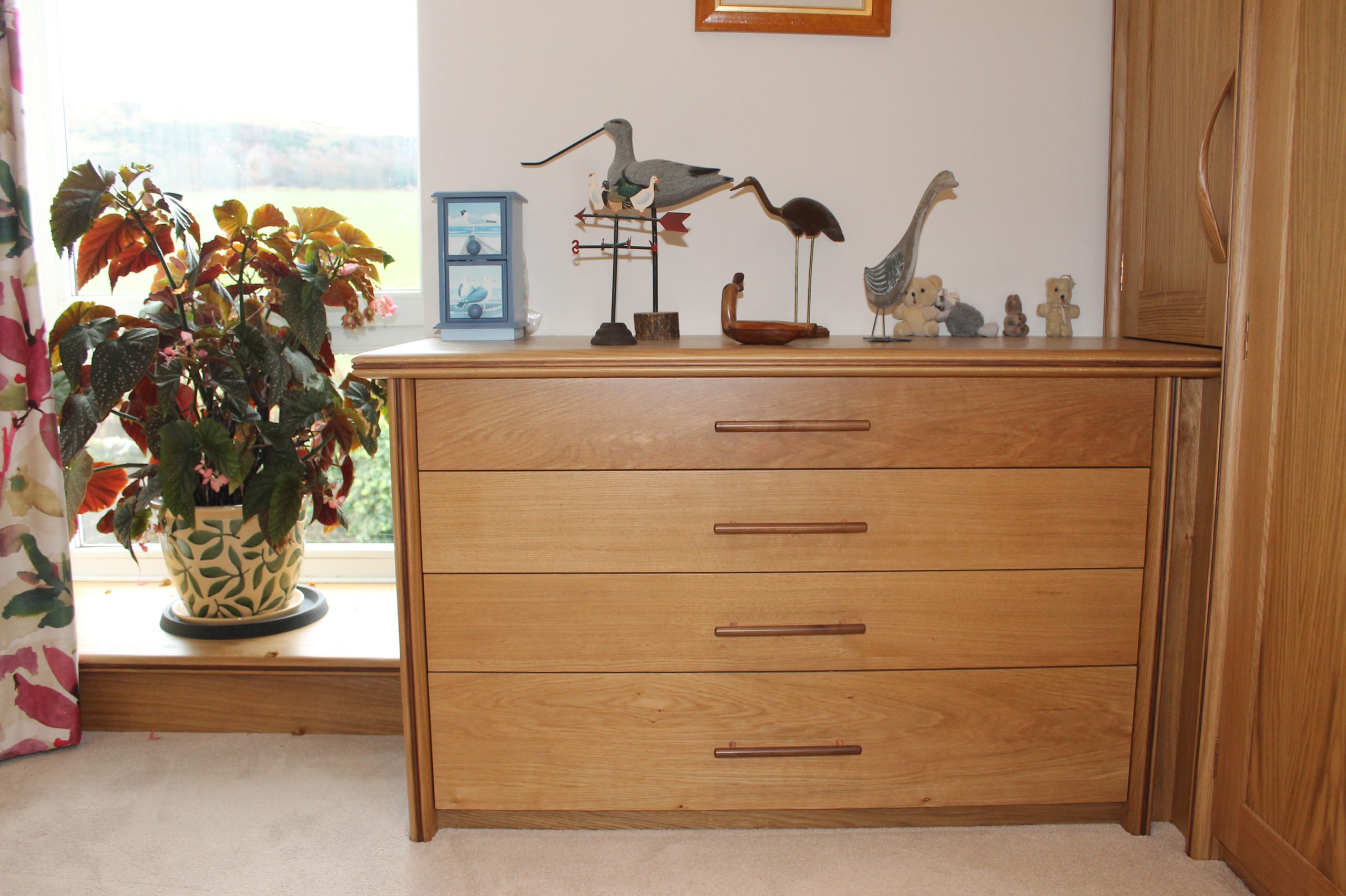 Oak and walnut fitted wardrobes