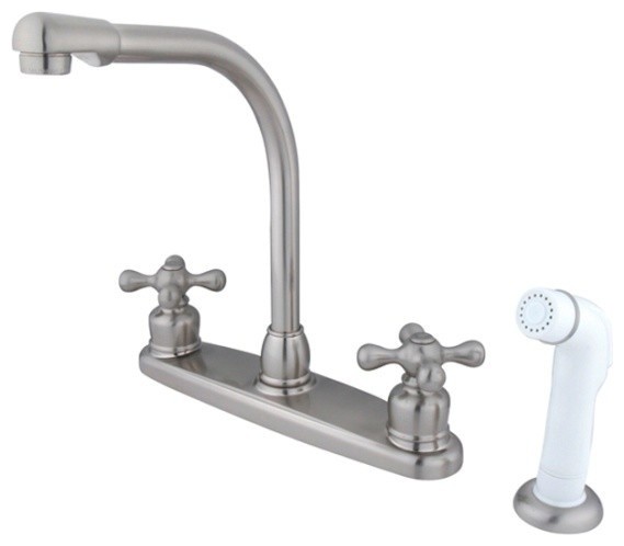 Kingston Brass Victorian High Arch Kitchen Faucet With White