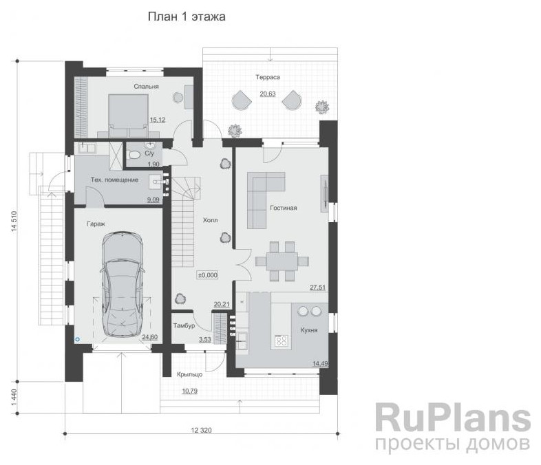 Rg6362 - Двухэтажный дом с гаражом и эксплуатируемой кровлей