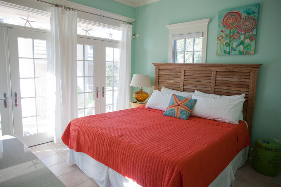 Inspiration for a beach style bedroom in Miami.