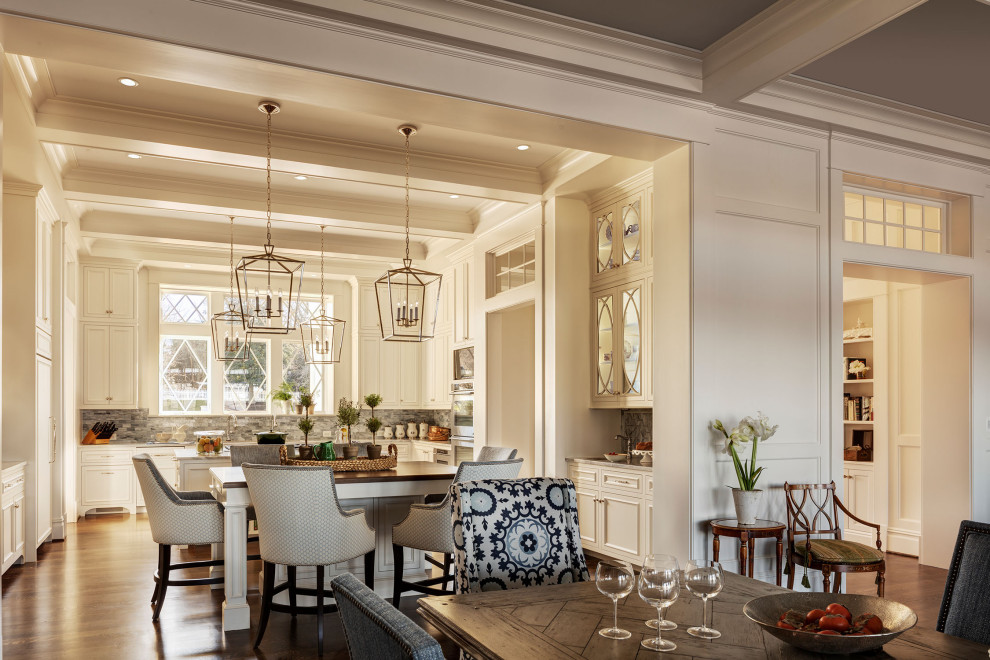 Large beach style kitchen photo in Baltimore with an island