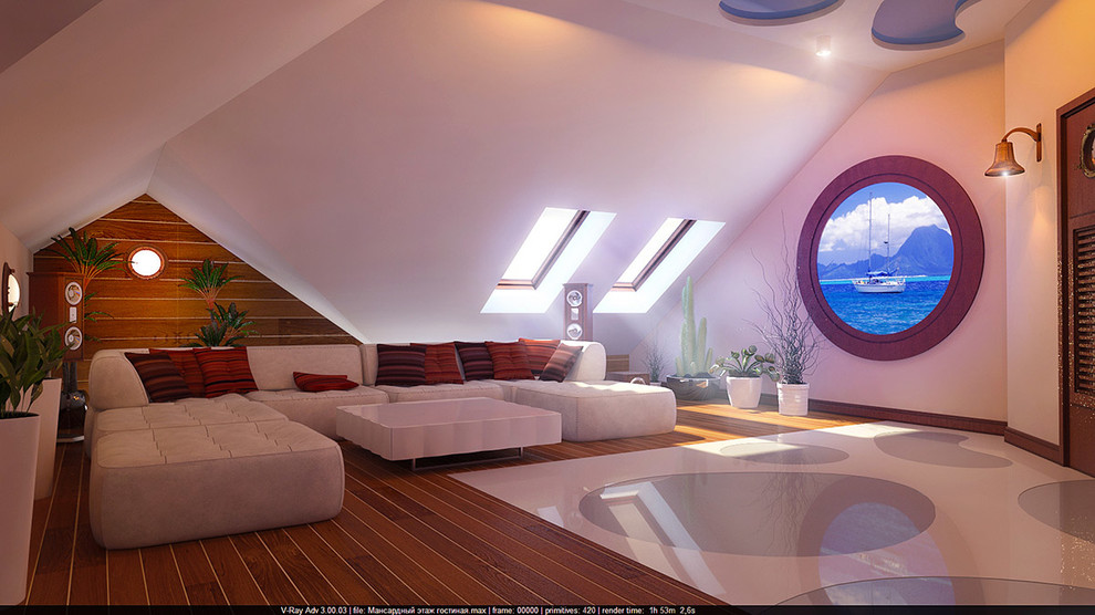 Интерьер мансардного этажа