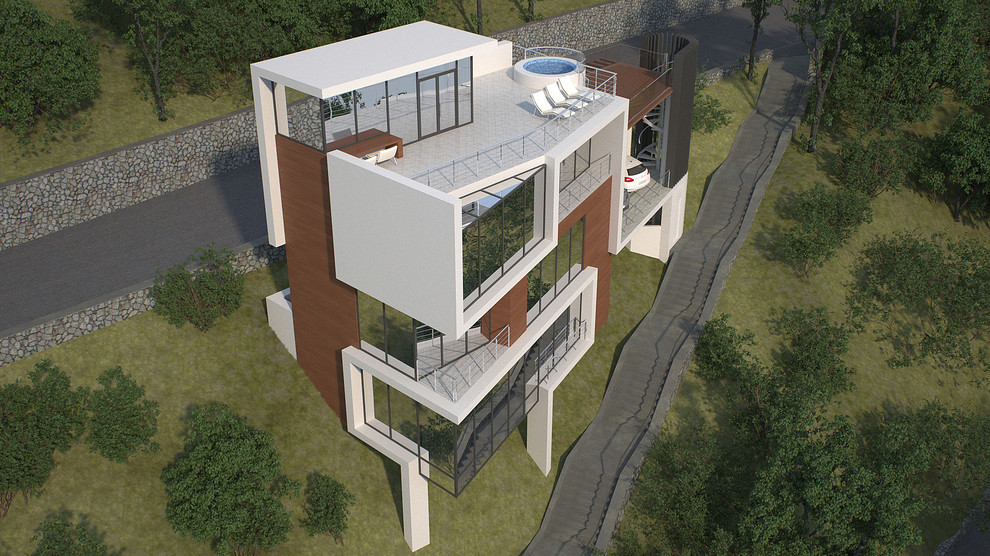 216 square meters of elegance on 45-degree slope