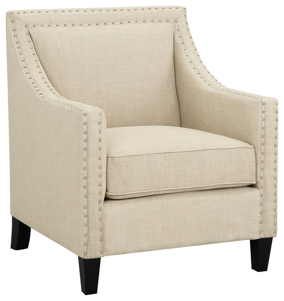 Erica Accent Armchair with Chrome Nailhead Trim Transitional