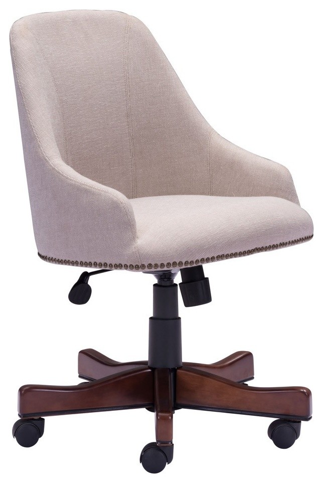 Banquete Desk Chair, White Upholstery