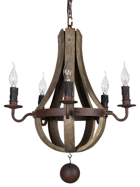 5-light vintage rustic wine barrel farmerhouse reclamed wood chandelier pendant