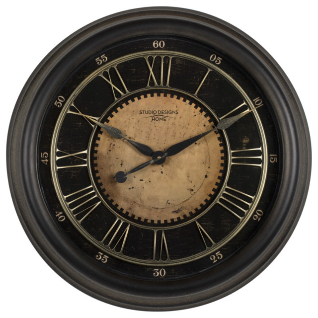 24" Classic Villa Wall Clock, Antique, Bronze