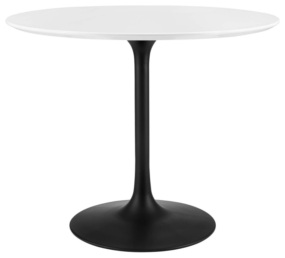 Lippa 36" Round Wood Dining Table Black White Midcentury Dining
