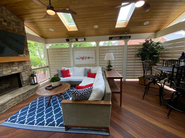 Open Porch with Fireplace in Suwanee, GA veranda