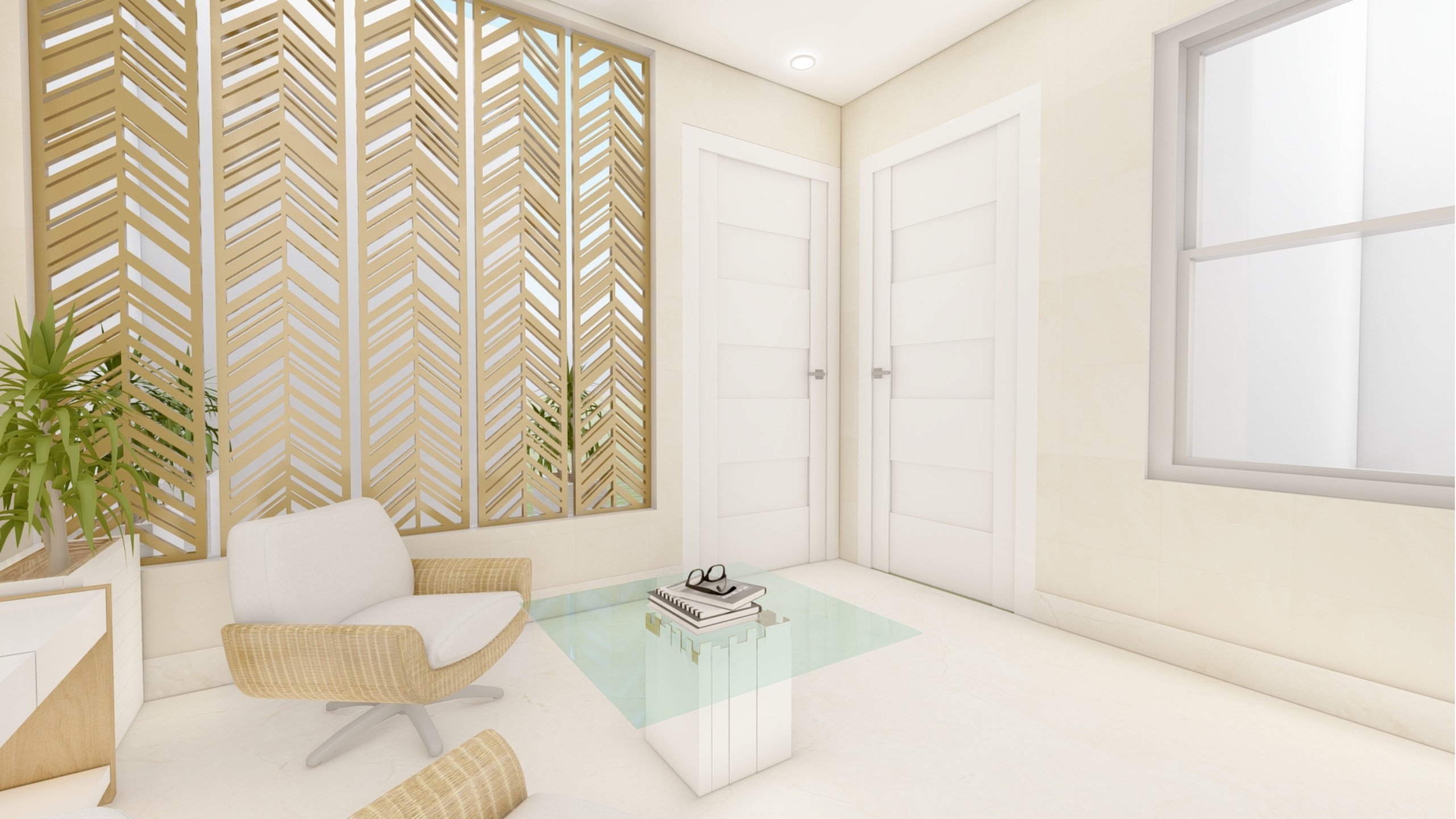 Contemporary Dining and Living Room with Chic Details in Farnham
