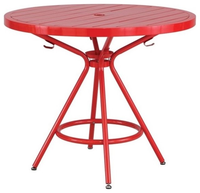 Safco CoGo 36" Steel Patio Bistro Table, Red
