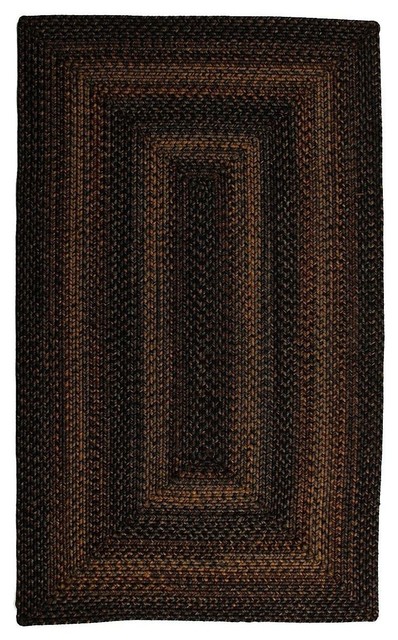 Braided Black Forest Area Rug, Rectangle, Black-Gray, 8'x10'